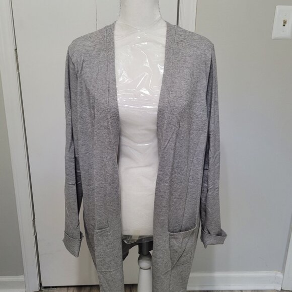 Kim Rogers Sweaters - Kim Rogers Gray Draped Cardigan/Decorative Back